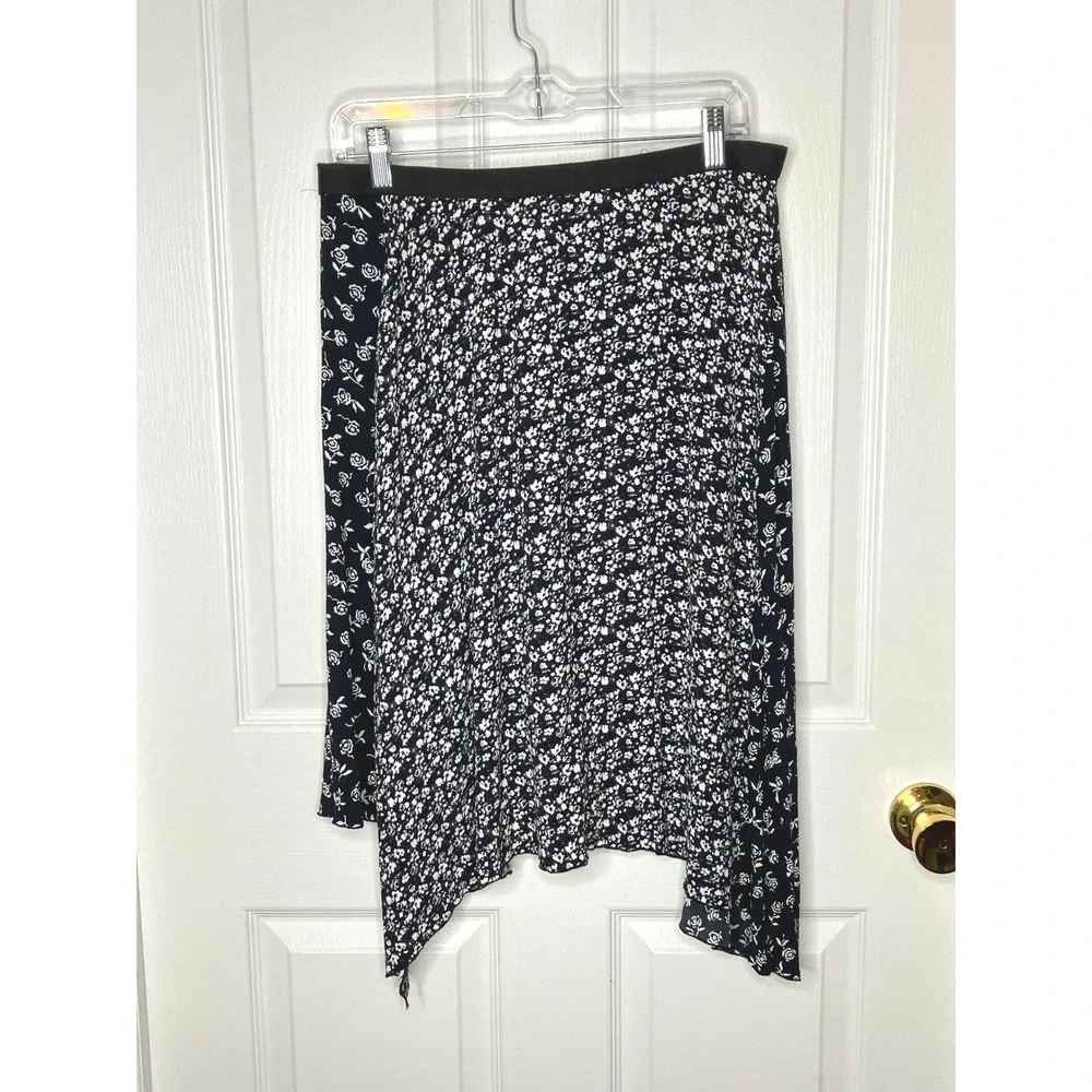 Rag & Bone Liv‎ Wrap Skirt Black Floral Asymmetrical Size 4 Boho Whimsy Goth